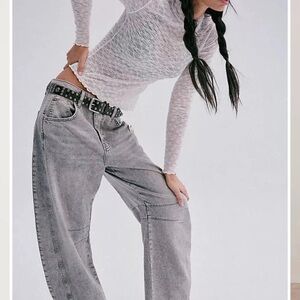 SOLD We The Free Good Luck Gray Barrel Jeans